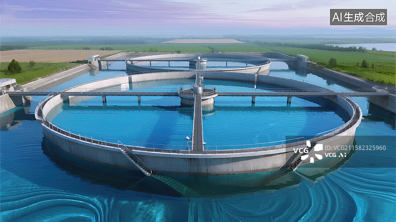 【AI数字艺术】水处理厂的宁静之晨图片素材
