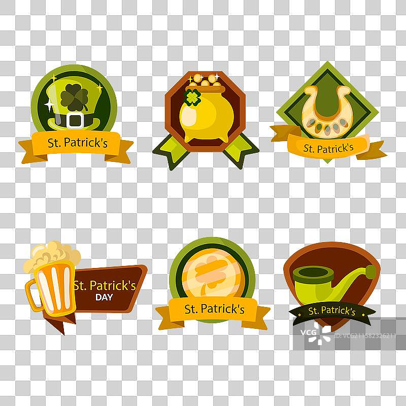 圣帕特里克节标签合集图片素材