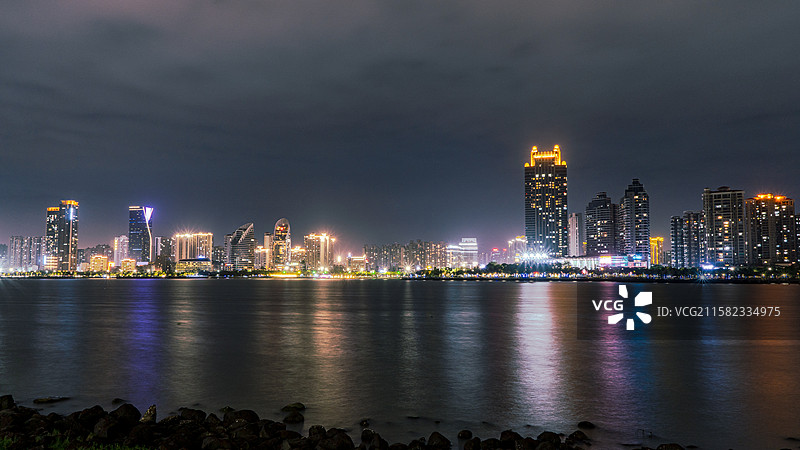 湛江湾夜景图片素材