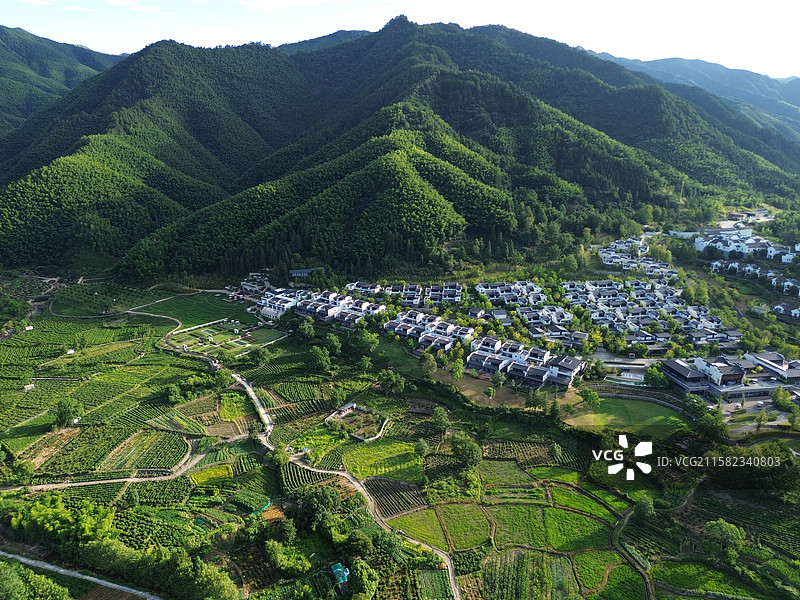 航拍安徽黄山卢村自然风光图片素材