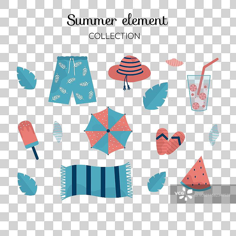 扁平夏季元素集合图片素材