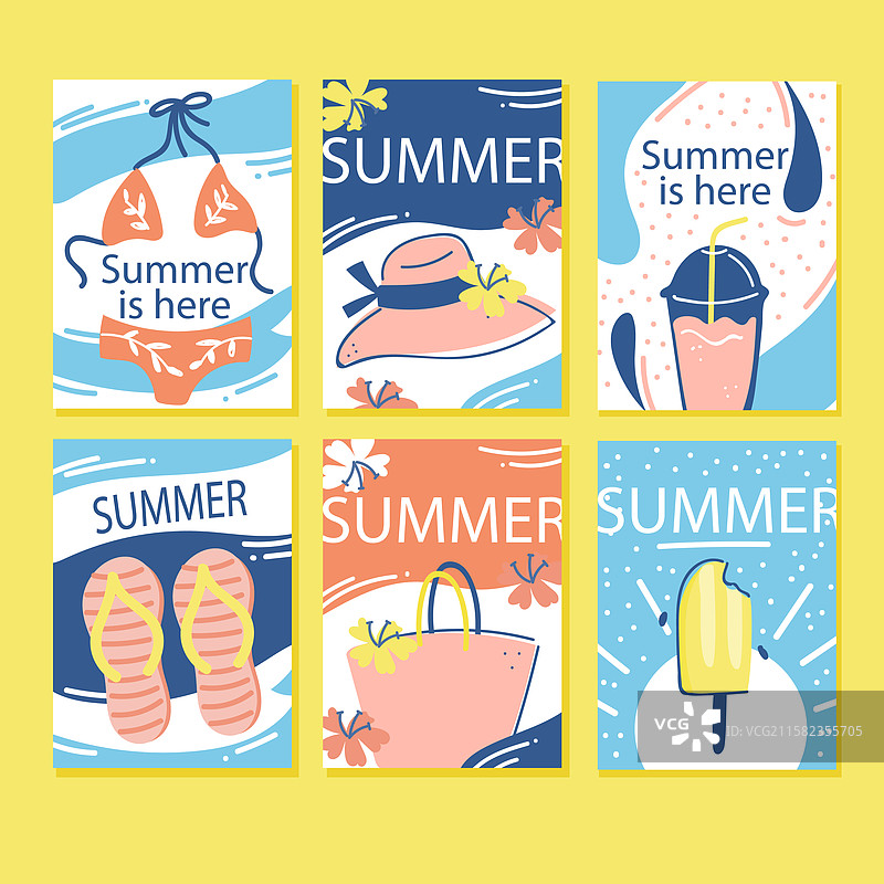 手绘夏季贺卡图片素材