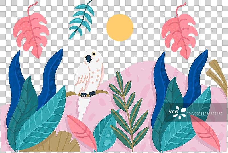 手绘热带背景图片素材