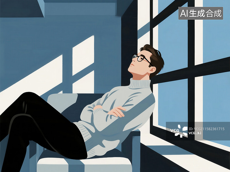 【AI数字艺术】日光漫想：独处的静谧时刻图片素材