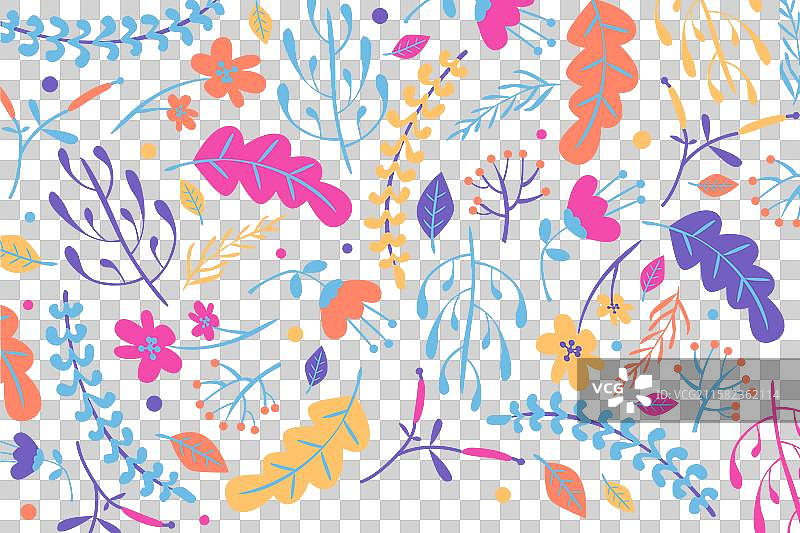 手绘的多彩花卉背景图片素材