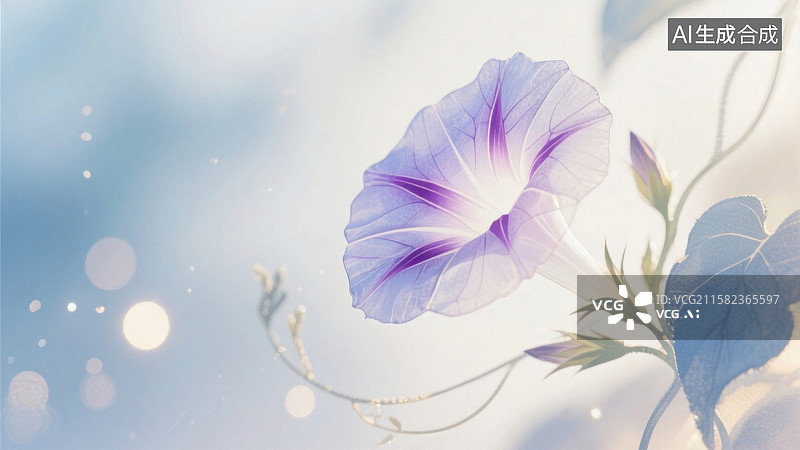 【AI数字艺术】清晨的喇叭花牵牛花壁纸背景图片素材