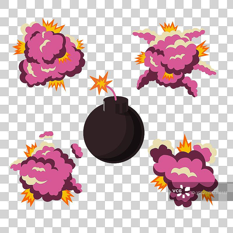 卡通炸弹爆炸效果的集合图片素材