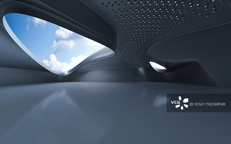 现代抽象建筑空间与天空景观图片素材