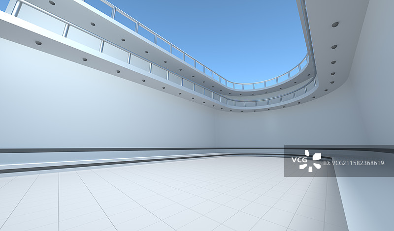 现代风格室内空间带弧形阳台图片素材