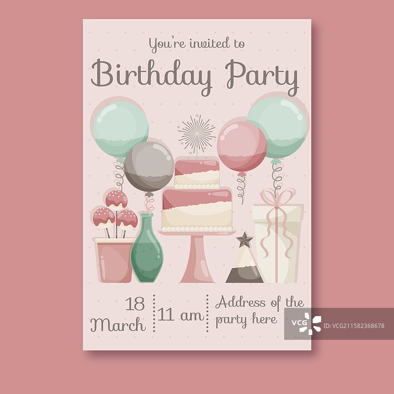 扁平设计生日邀请模板图片素材