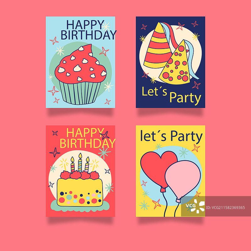 手绘生日卡片系列图片素材