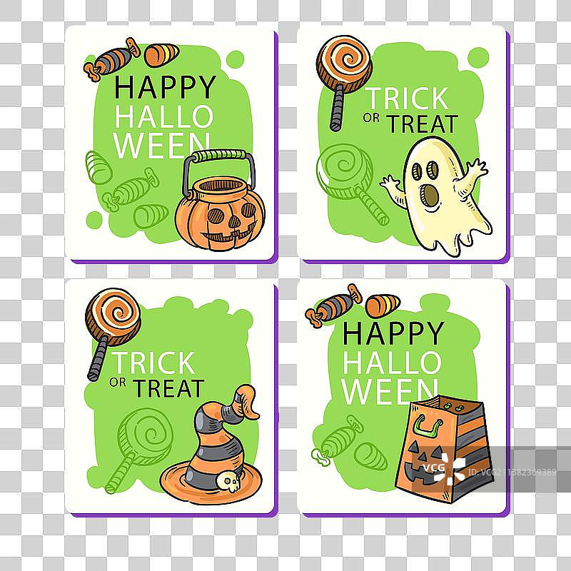 手绘万圣节卡片模板合集图片素材