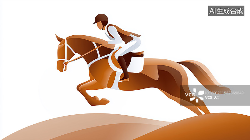 【AI数字艺术】马术运动剪影插画形象图片素材