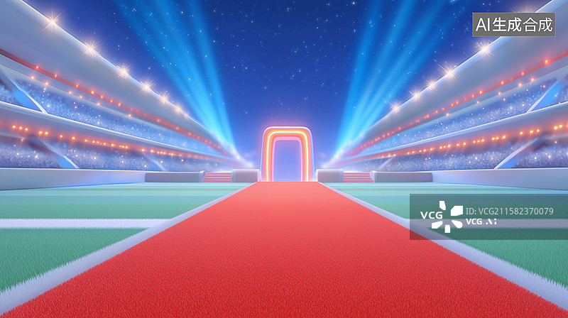 【AI数字艺术】3D红地毯体育场通道插画图片素材