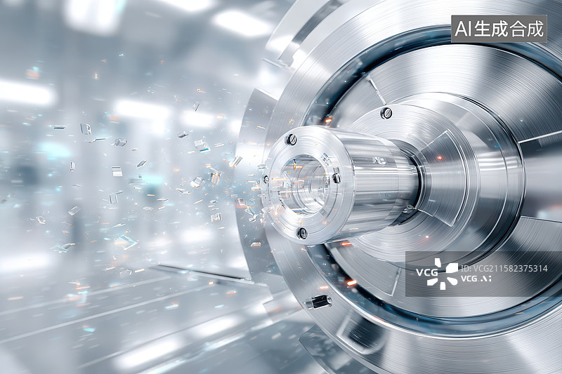 【AI数字艺术】精密机械加工金属零件特写图片素材