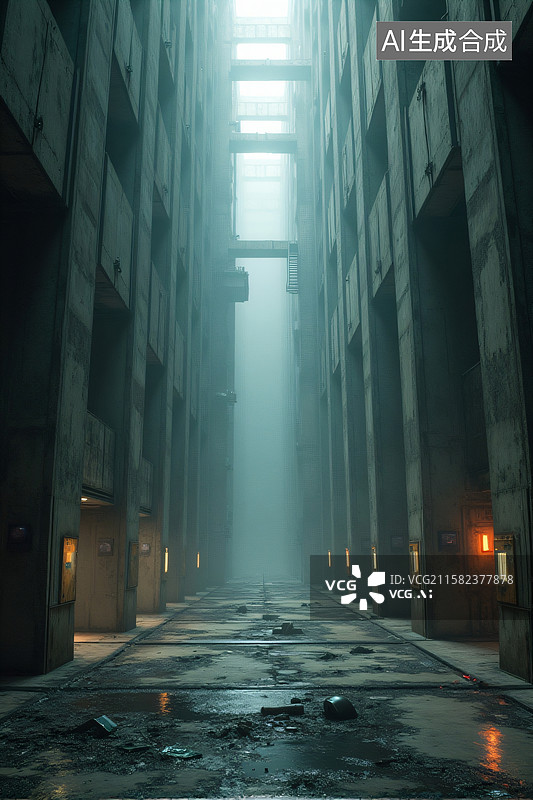 【AI数字艺术】封闭的未来空间图片素材