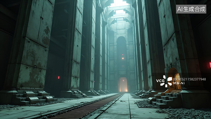 【AI数字艺术】封闭的未来空间图片素材