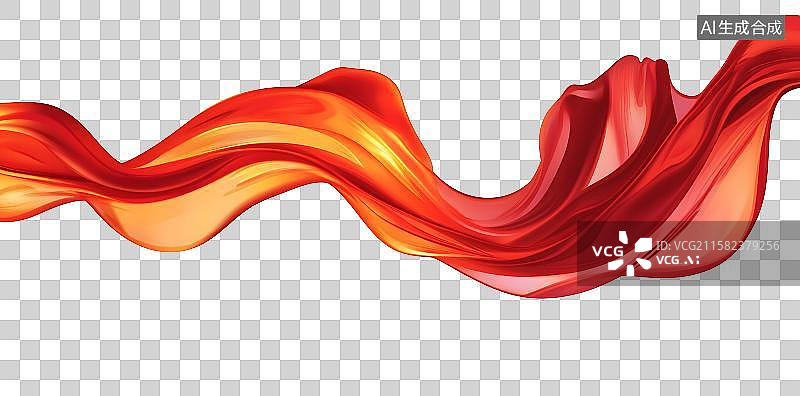 【AI数字艺术】飞舞的红色飘带丝绸素材图片素材