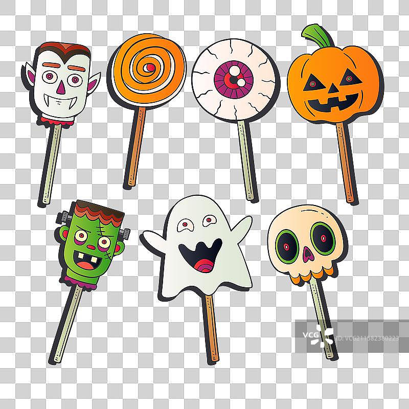 手绘万圣节糖果收藏图片素材