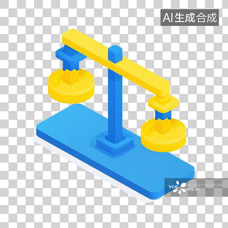 【AI数字艺术】蓝色底座的黄色平衡秤图片素材