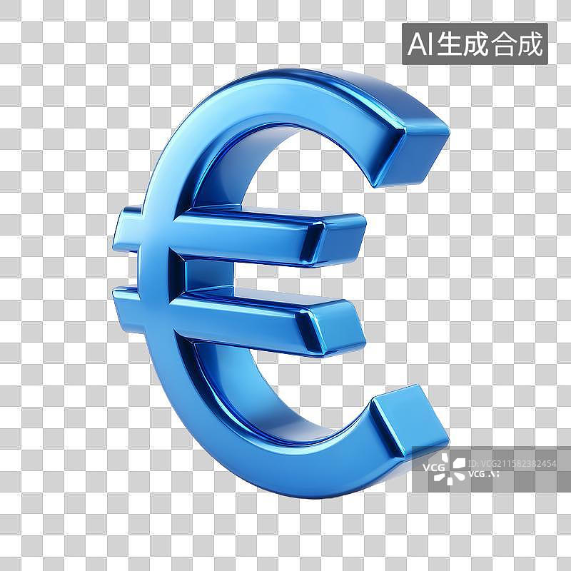 【AI数字艺术】蓝色立体欧元符号图片素材