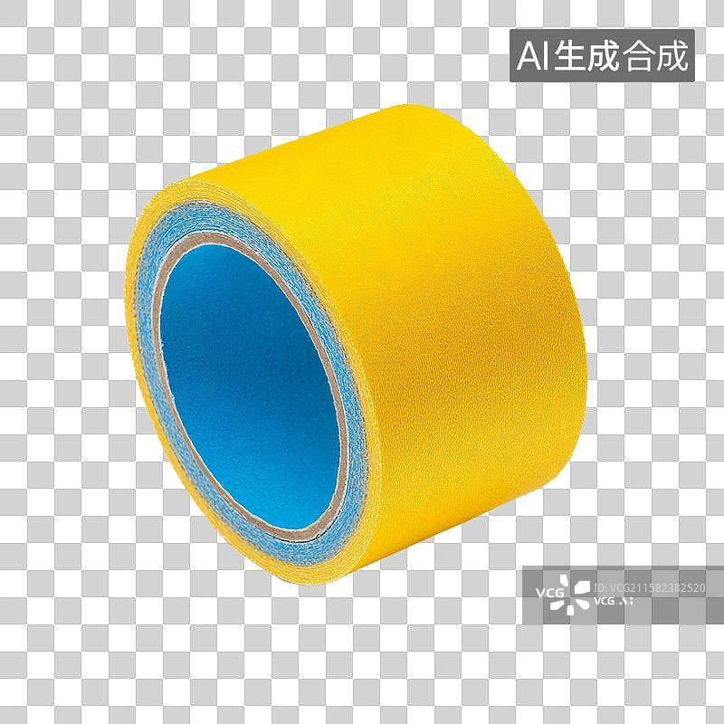 【AI数字艺术】黄色胶带卷，蓝色内衬图片素材