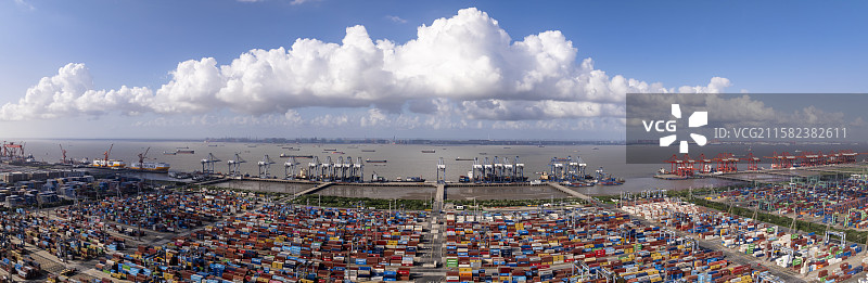 上海外高桥上海港口全景图图片素材