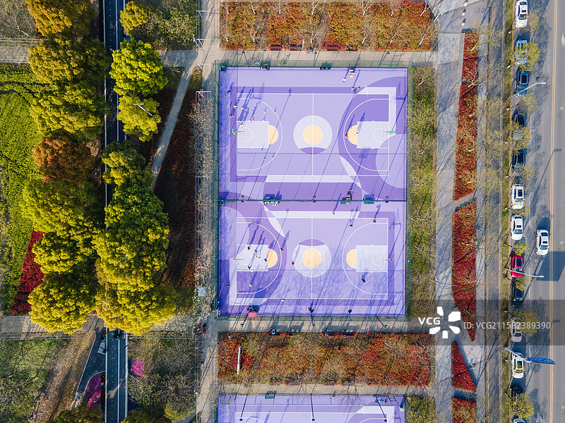 紫色篮球场高视角平面图图片素材