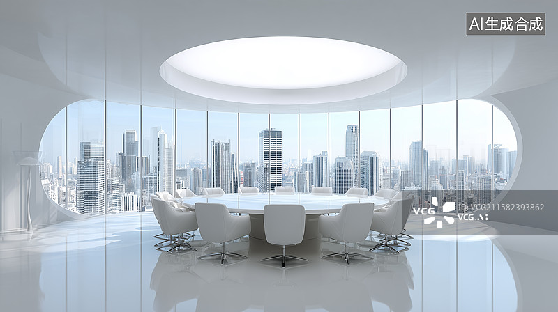 【AI数字艺术】未来会议室全景图图片素材