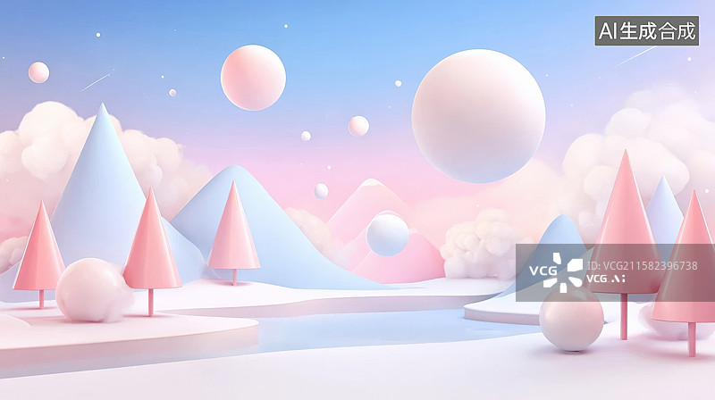 【AI数字艺术】梦幻山林场景图片素材