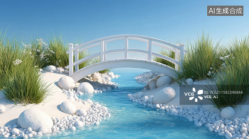 【AI数字艺术】小桥流水静谧景图片素材