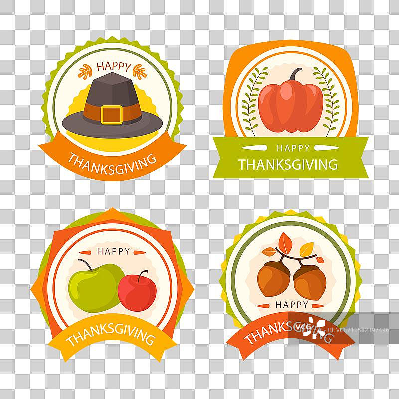 扁平设计感恩节徽章包图片素材