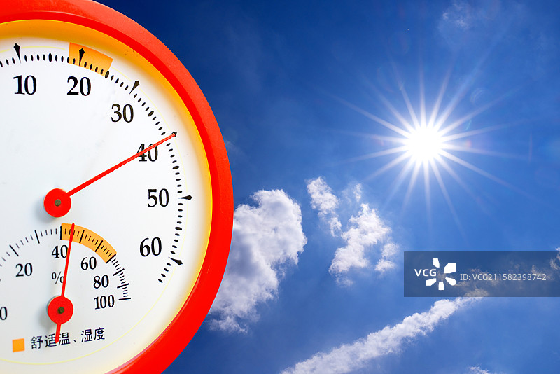 摄氏40度高温天气下的气温表图片素材