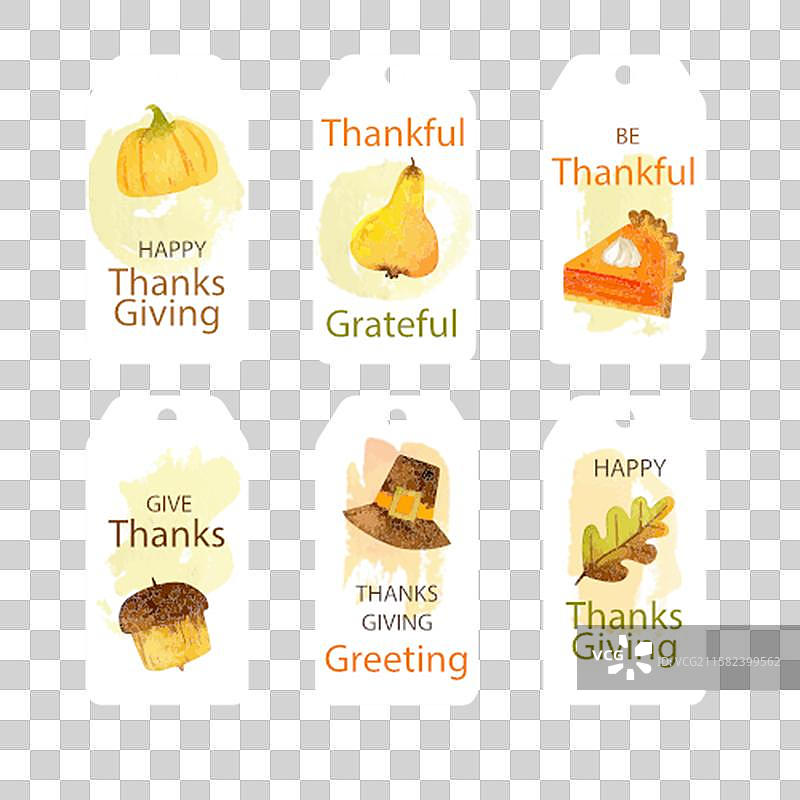 水彩感恩节徽章系列图片素材