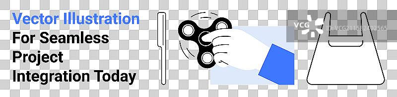 手握旋转包图标和垂直排列图片素材