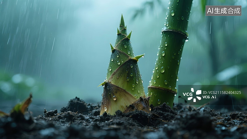 【AI数字艺术】竹笋破土而出图片素材