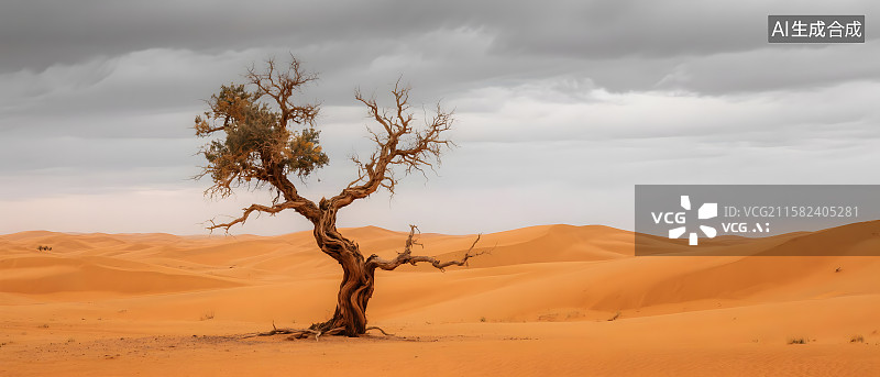 【AI数字艺术】荒漠胡杨的坚韧之美图片素材