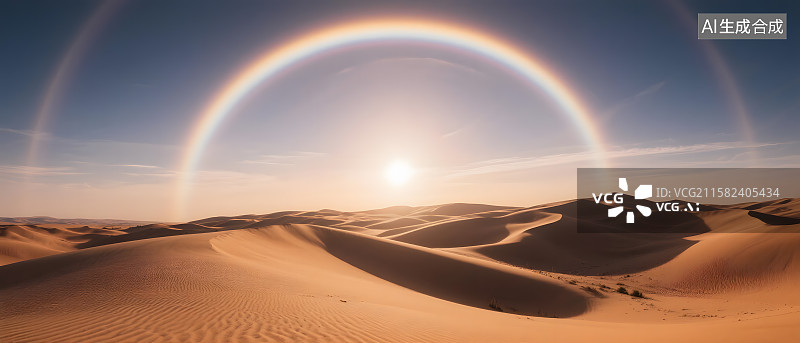 【AI数字艺术】沙漠中的幻日奇观图片素材