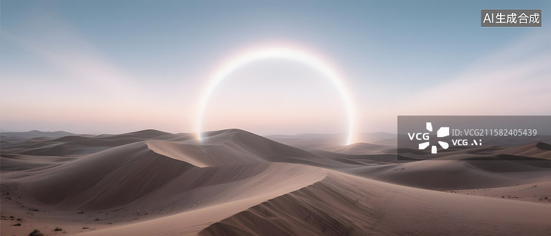 【AI数字艺术】沙漠中的幻日奇观图片素材