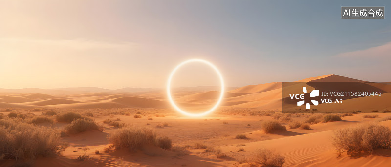 【AI数字艺术】沙漠中的幻日奇观图片素材