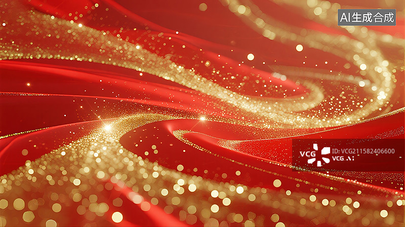 【AI数字艺术】红色和金色元素背景图片素材