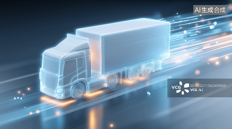 【AI数字艺术】物流货运主题背景——抽象发光卡车图片素材