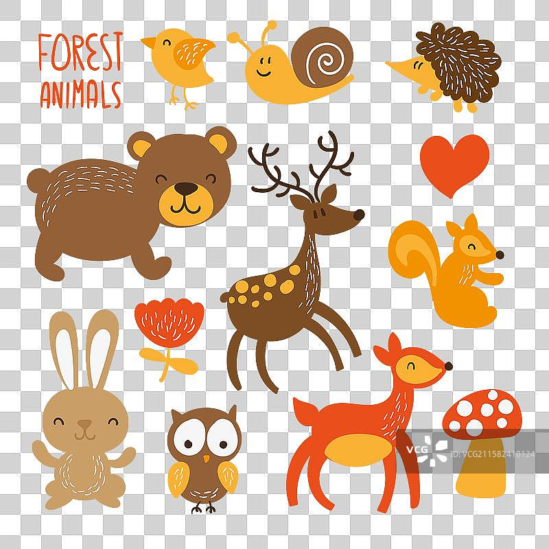 可爱的森林动物图片素材
