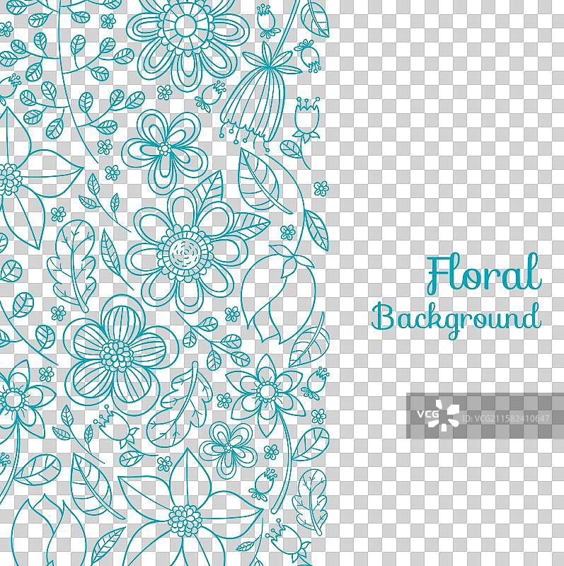 蓝色调的花卉背景图片素材