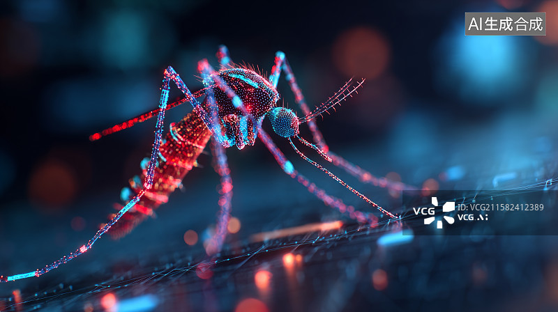 【AI数字艺术】数字渲染的蚊子展示其结构细节图片素材