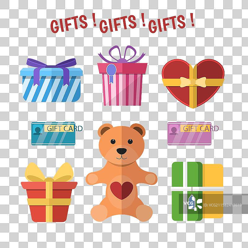 平面设计风格的礼物集合图片素材