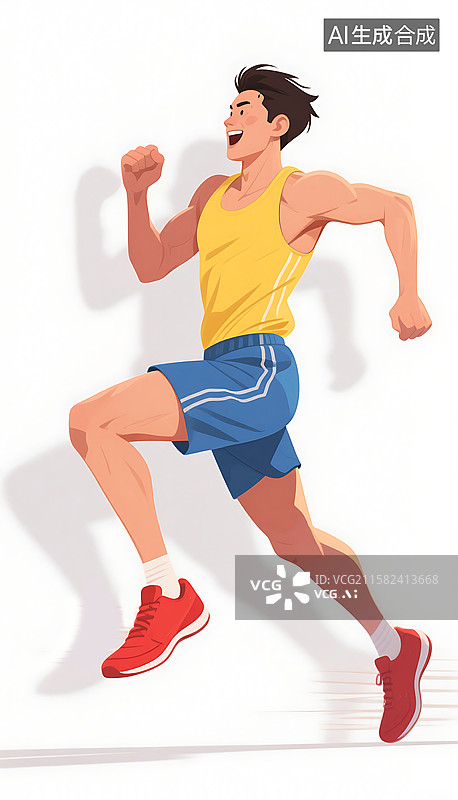 【AI数字艺术】运动员奔跑插画素材图片素材