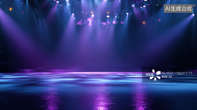 【AI数字艺术】舞台灯光下的空旷场地图片素材