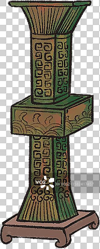 古代文物礼器云雷纹青铜尊考古插画图片素材