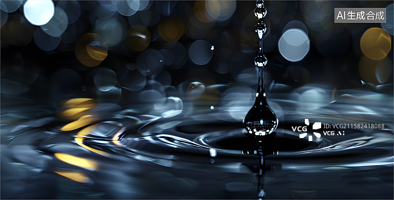 【AI数字艺术】透明水滴露水特写图片素材